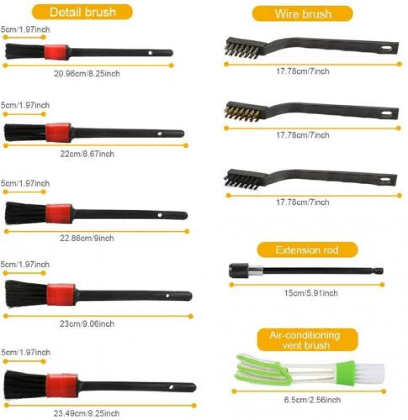 26Pcs Car Detailing Brush Set Soft Brushes Interior Wheel Valet Pro Cleaning Kit